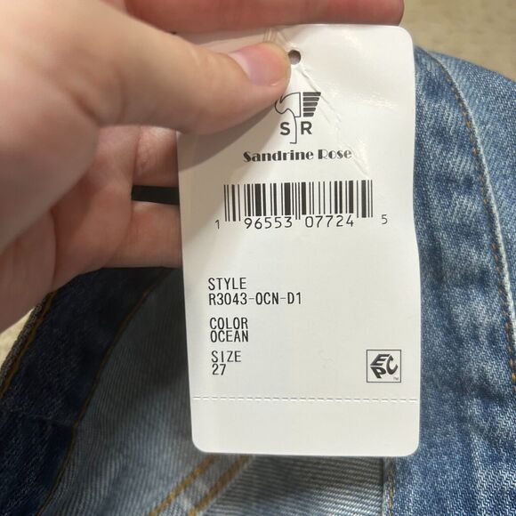 Sandrine Rose Patchwork Straight Leg High Rise Jeans Ocean Blue Women's 27 NWT - Picture 8 of 8